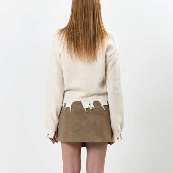 Distressed Ivory Sweater - Picture 3 of 3